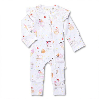 Ice Creams Organic Snugglesuit Convertible Romper with Frill | Snuggle Hunny