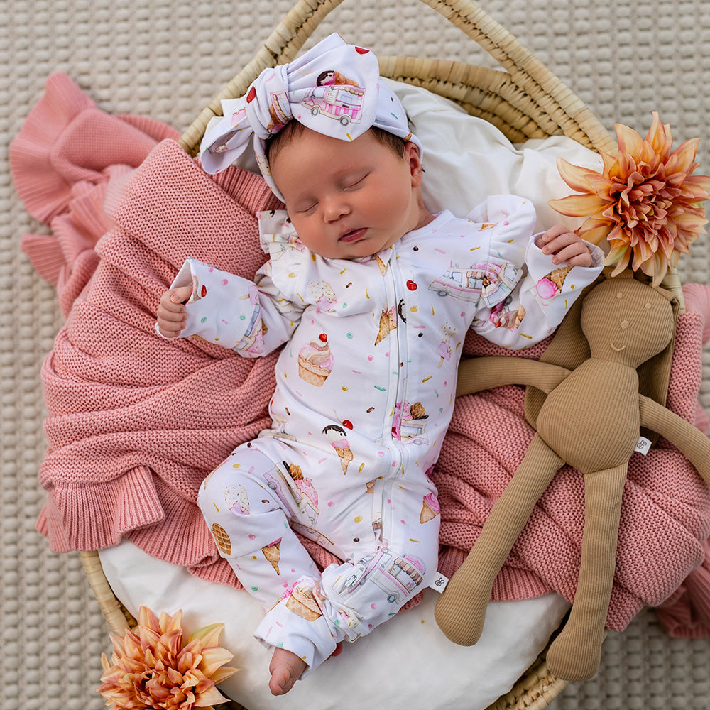 Ice Creams Organic Snugglesuit Convertible Romper with Frill - View 4