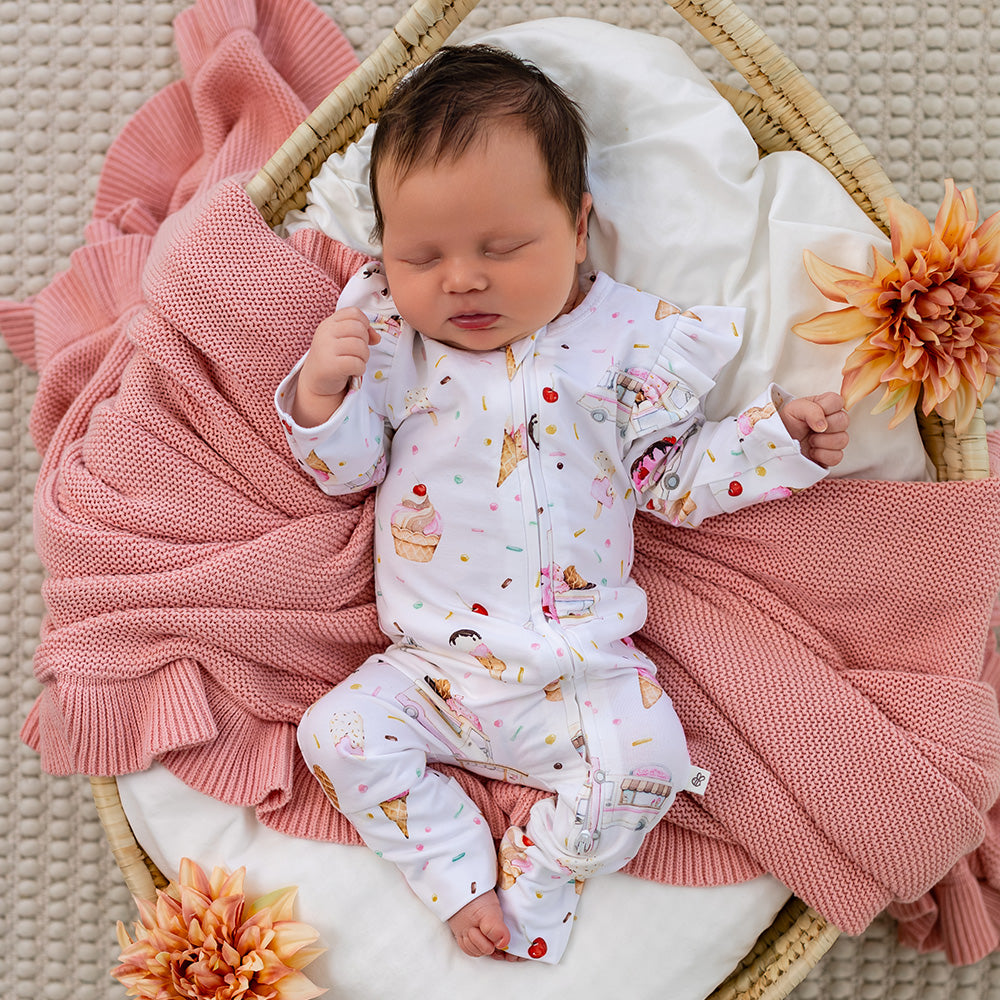 Ice Creams Organic Snugglesuit Convertible Romper with Frill - View 13