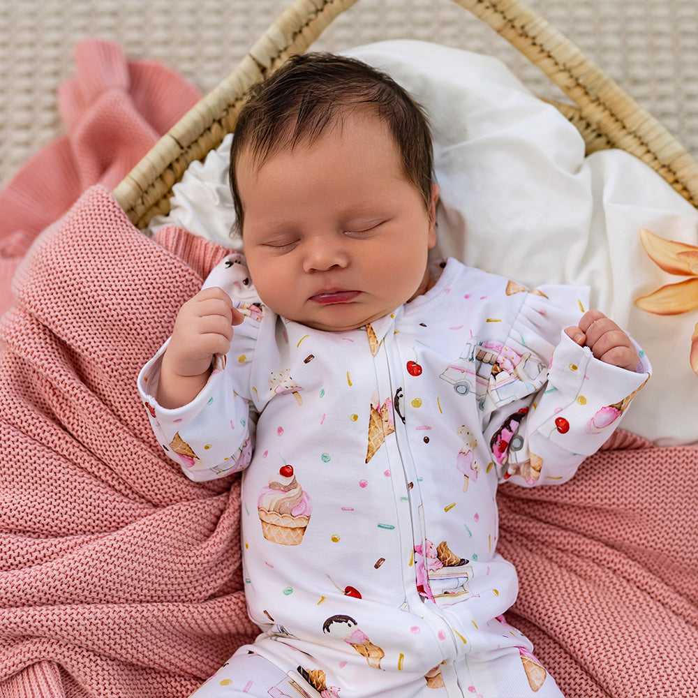 Ice Creams Organic Snugglesuit Convertible Romper with Frill - View 12