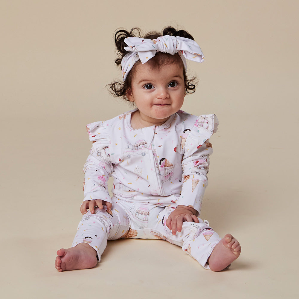 Ice Creams Organic Snugglesuit Convertible Romper with Frill - View 10