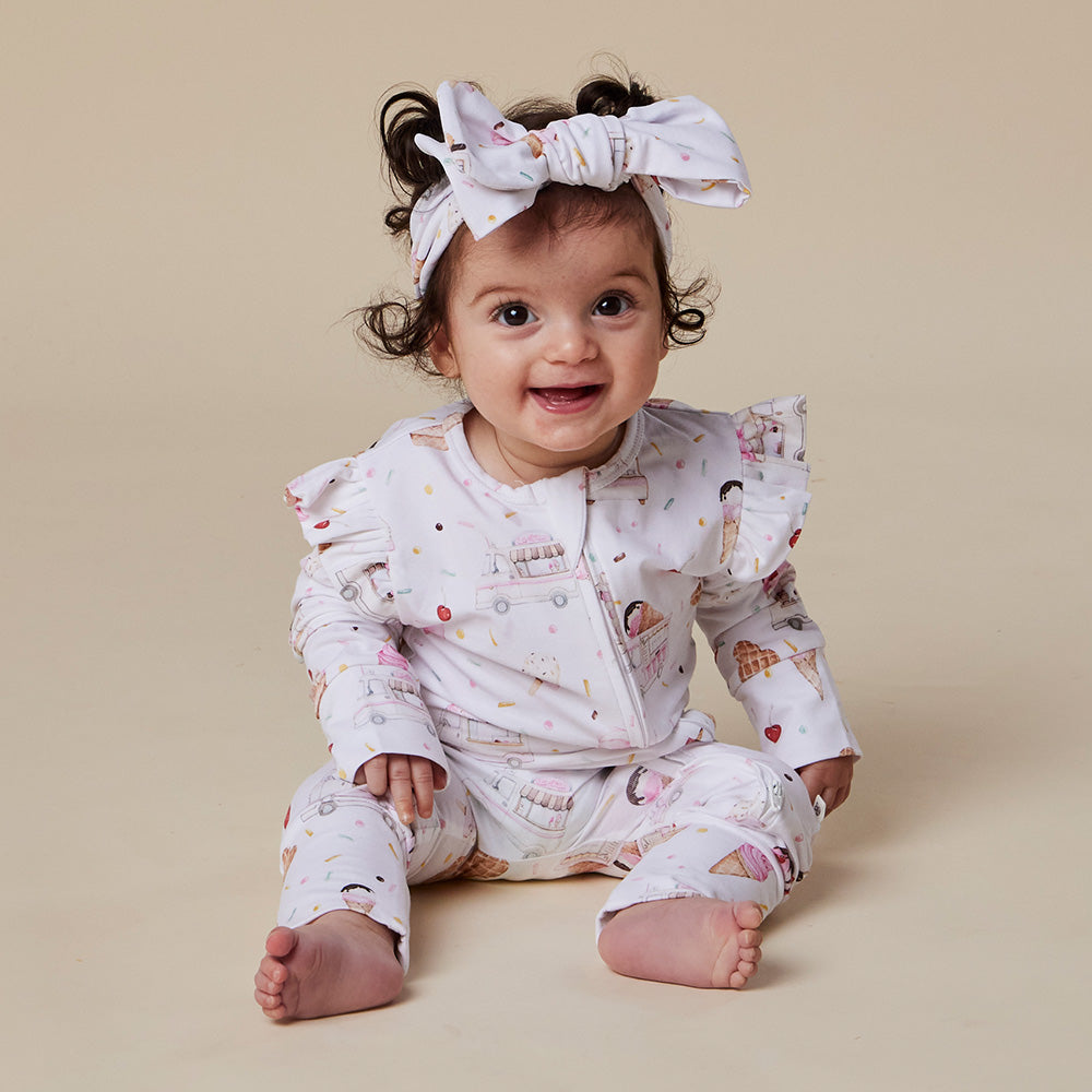 Ice Creams Organic Snugglesuit Convertible Romper with Frill - View 3