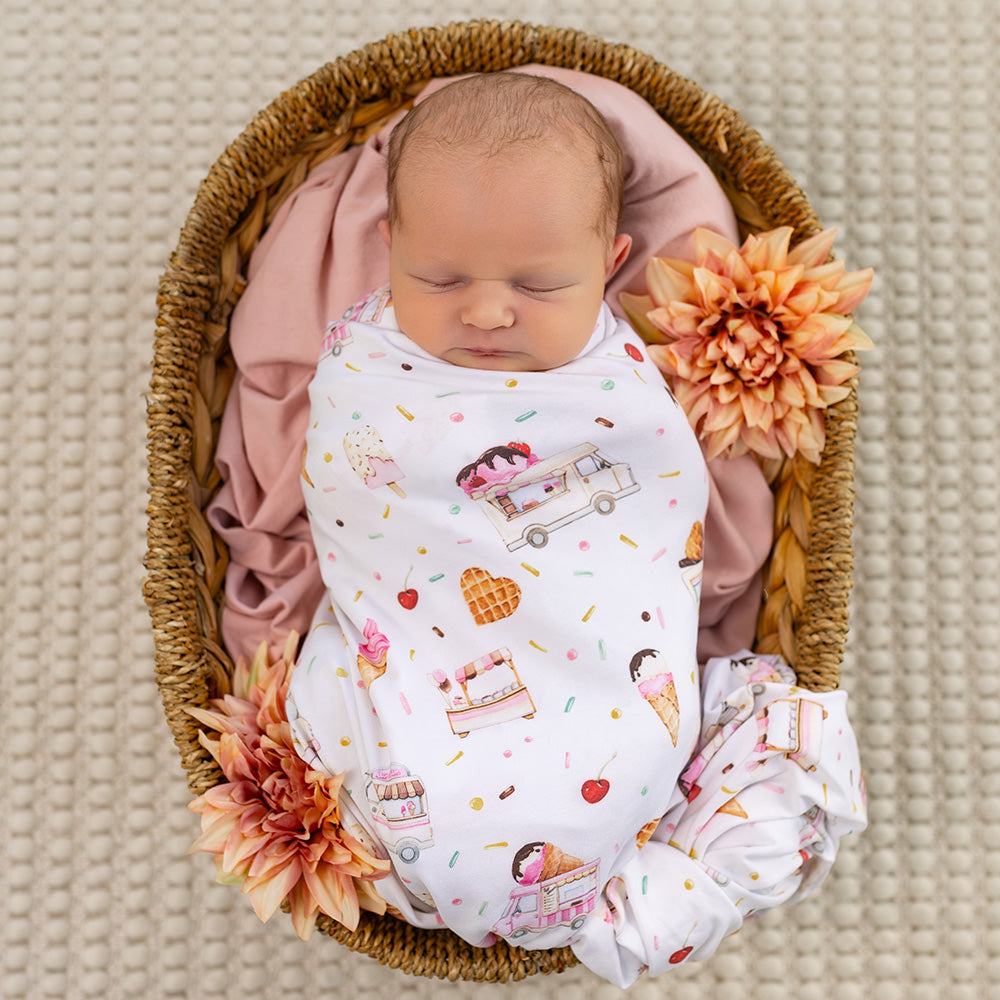 Ice Creams Organic Jersey Wrap & Topknot Set - View 8