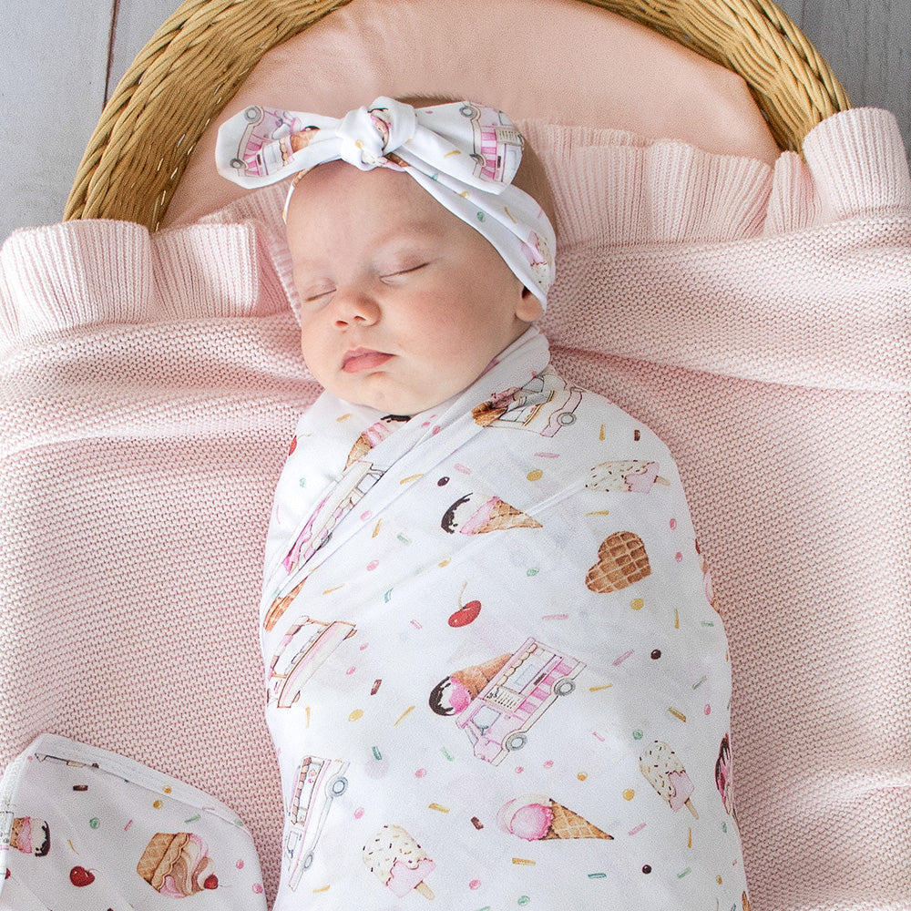 Ice Creams Organic Jersey Wrap & Topknot Set - View 5