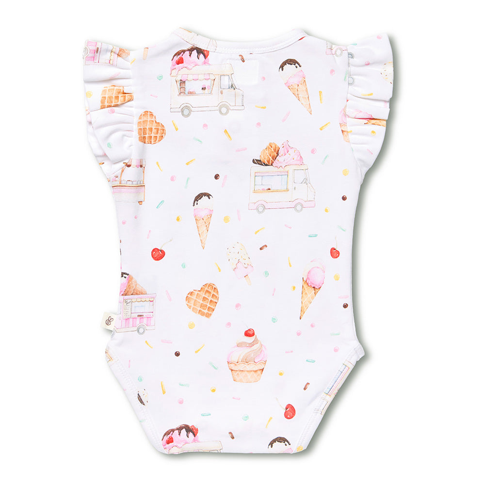 Ice Creams Short Sleeve Organic Bodysuit with Frill - View 9
