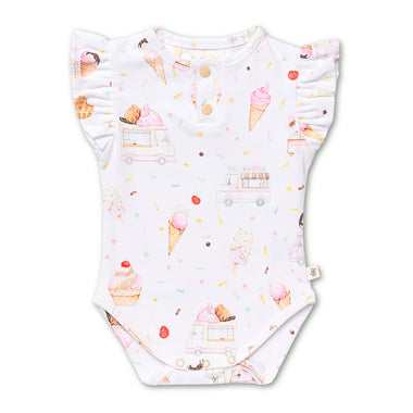 Ice Creams Short Sleeve Organic Bodysuit with Frill | Snuggle Hunny