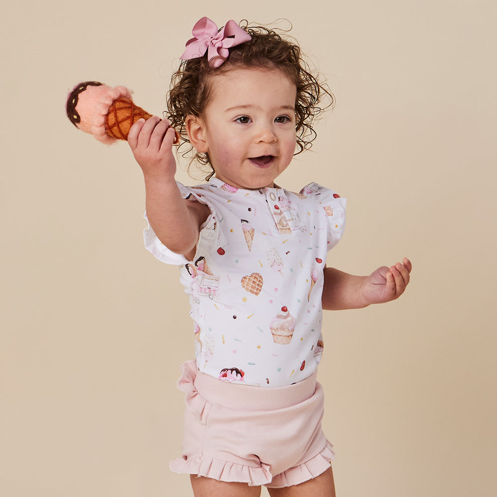 Ice Creams Short Sleeve Organic Bodysuit with Frill - View 6
