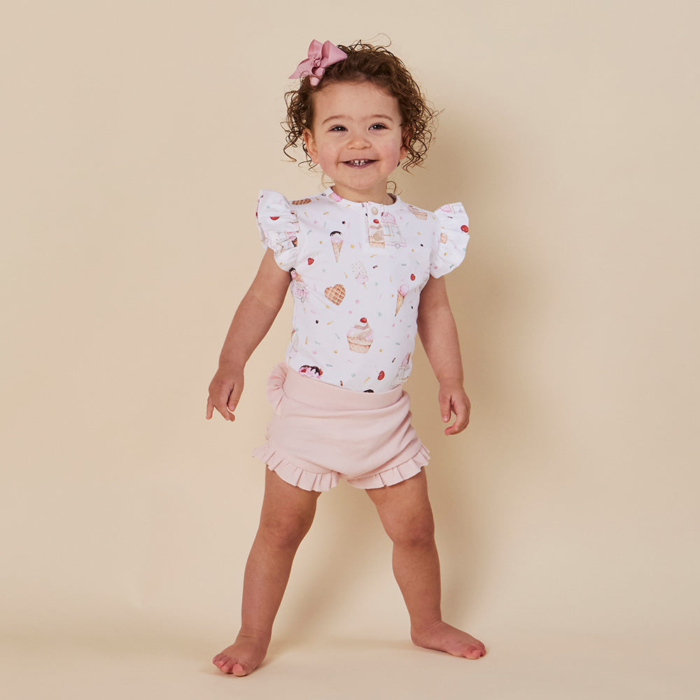 Ice Creams Short Sleeve Organic Bodysuit with Frill - View 14