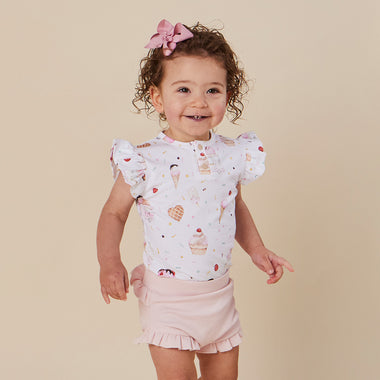 Ice Creams Short Sleeve Organic Bodysuit with Frill | Snuggle Hunny