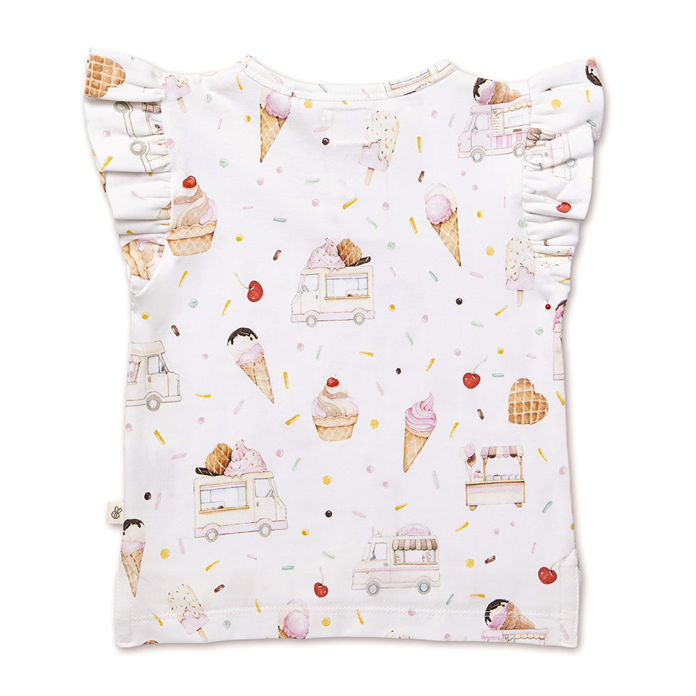 Ice Creams Organic Short Sleeve Top with Frill - View 5