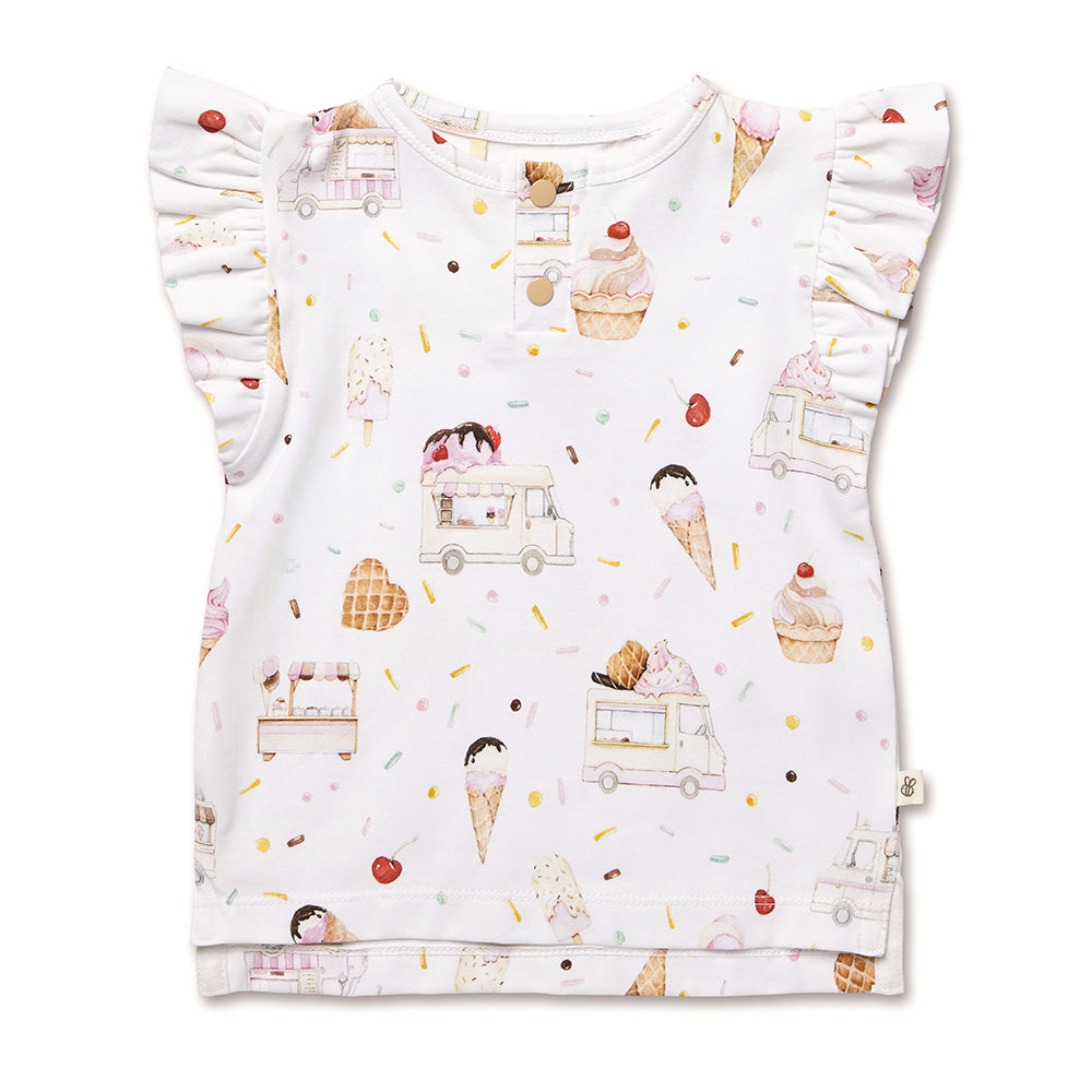 Ice Creams Organic Short Sleeve Top with Frill - View 2
