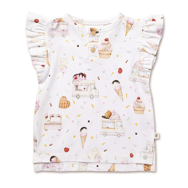 Ice Creams Organic Short Sleeve Top with Frill | Snuggle Hunny