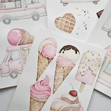 Ice Creams Original Watercolour | Snuggle Hunny