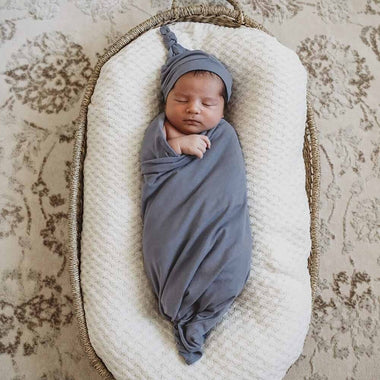 Indigo Baby Jersey Wrap & Beanie Set-Snuggle Hunny