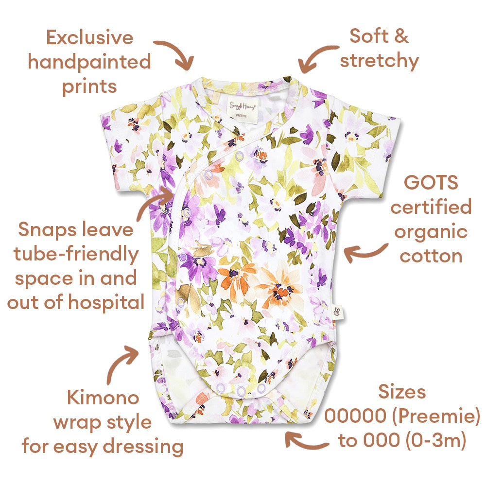 Isla Short Sleeve Organic Kimono Bodysuit - View 5
