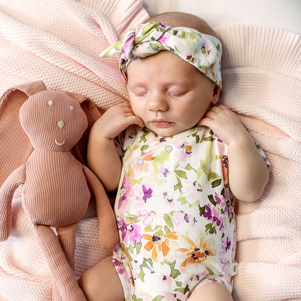 Isla Short Sleeve Organic Kimono Bodysuit - View 3