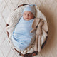 Baby Blue Organic Jersey Wrap & Beanie Set - Thumbnail 1