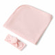 Baby Pink Organic Jersey Wrap & Topknot Set - Thumbnail 2