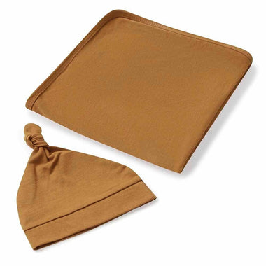 Bronze Baby Jersey Wrap & Beanie Set-Snuggle Hunny