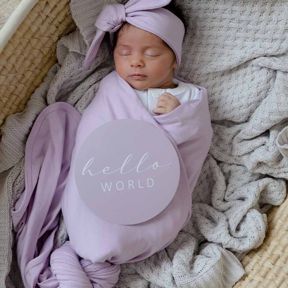 Lilac Baby Jersey Wrap & Topknot Set - View 7