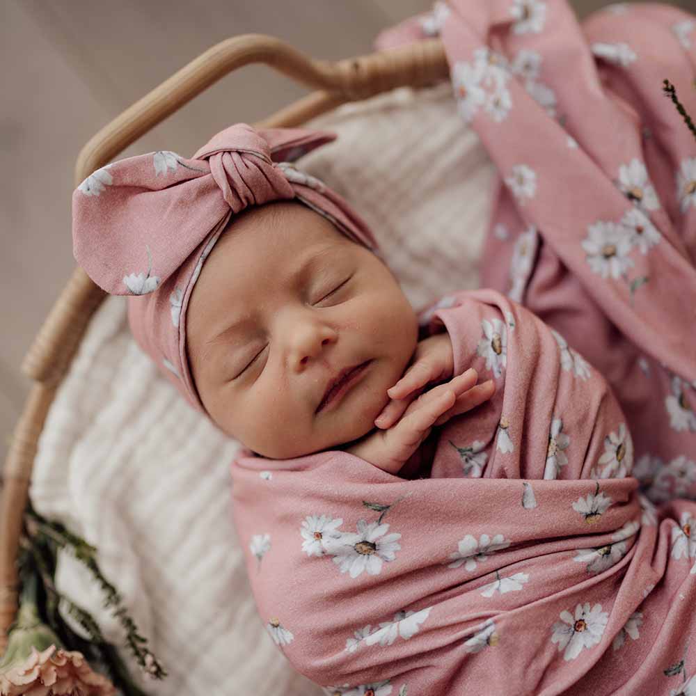 Daisy Jersey Wrap Birth Announcement Set-Snuggle Hunny