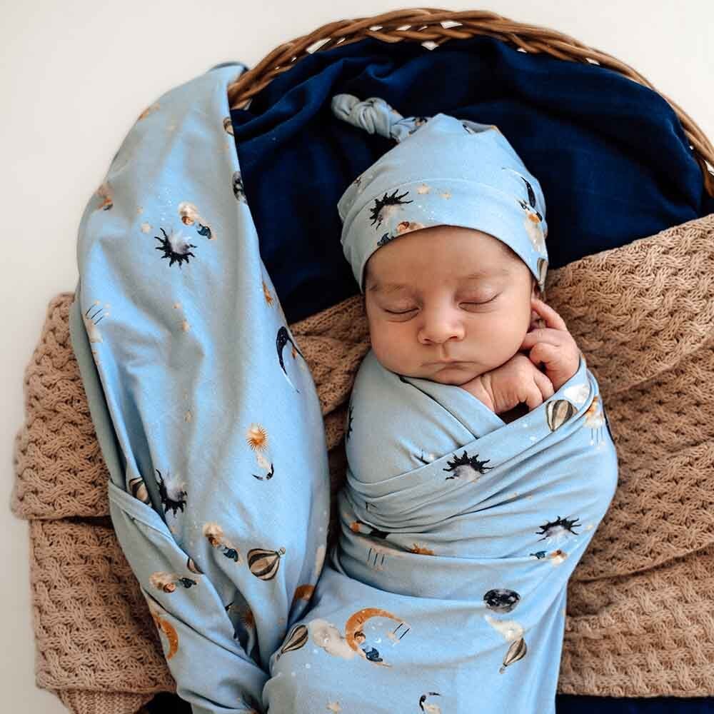 Dream Organic Baby Jersey Swaddle Wrap & Beanie Snuggle Hunny