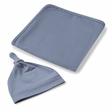 Indigo Baby Jersey Wrap & Beanie Set-Snuggle Hunny