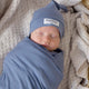 Indigo Baby Jersey Wrap & Beanie Set-Snuggle Hunny