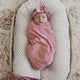 Jewel Pink Baby Jersey Wrap & Topknot Set - Thumbnail 3