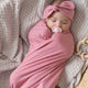 Jewel Pink Baby Jersey Wrap & Topknot Set - Thumbnail 7
