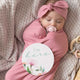 Jewel Pink Baby Jersey Wrap & Topknot Set - Thumbnail 8
