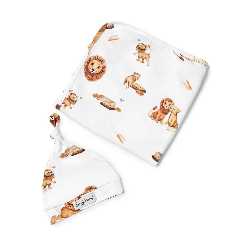 Babyhug Terry Knit Hooded Wrapper With Lion Print L 73 x B 73 cm - Yellow