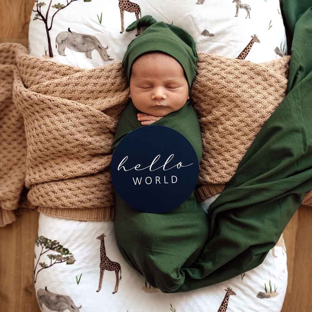 Olive Baby Jersey Wrap & Beanie Set - View 5