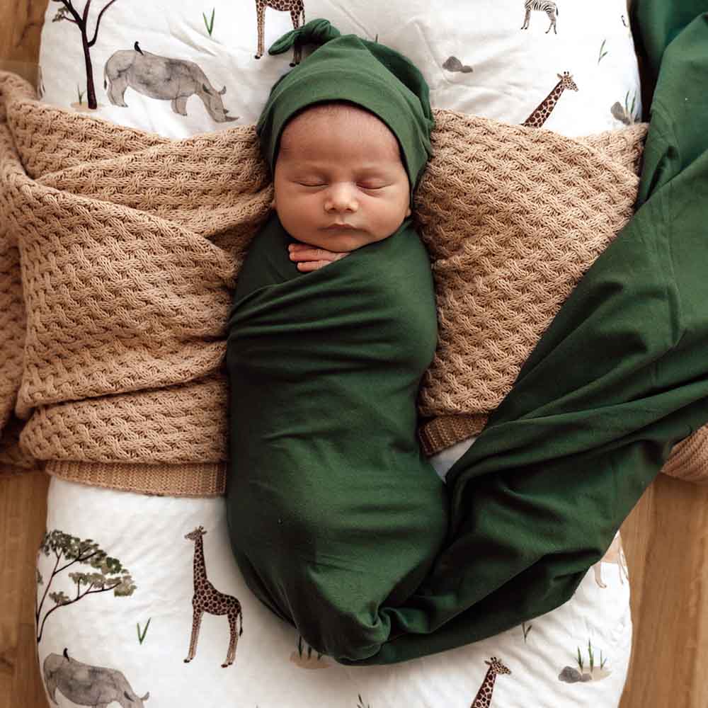 Olive Jersey Wrap Green Birth Announcement Set - View 4