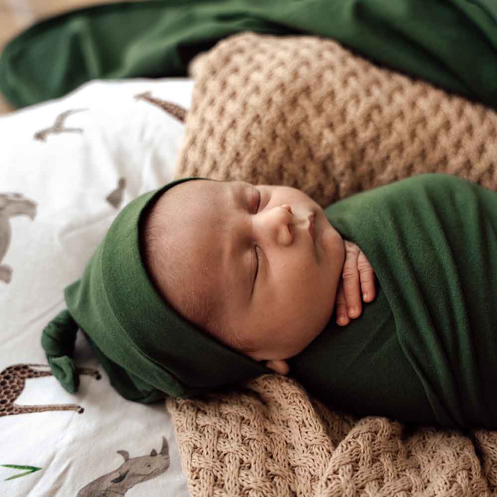 Olive Jersey Wrap Green Birth Announcement Set - View 5