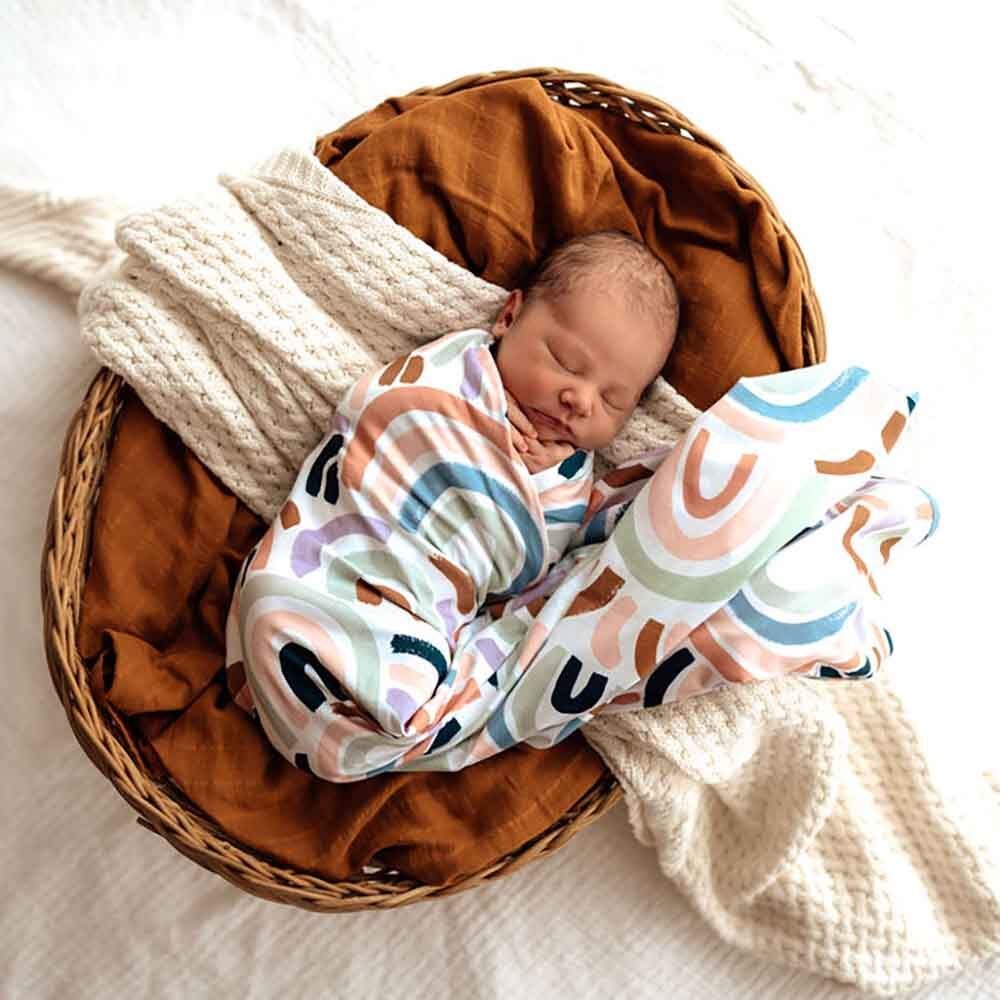 Rainbow Baby Organic Jersey Wrap & Beanie Set - View 8