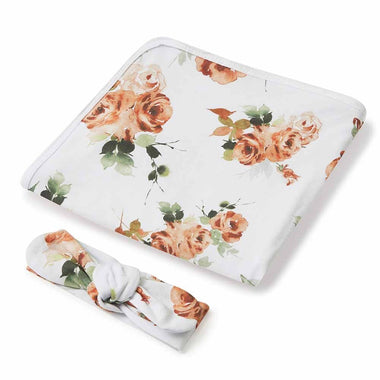 Jersey Wraps - Rosebud Baby Jersey Wrap & Topknot Set