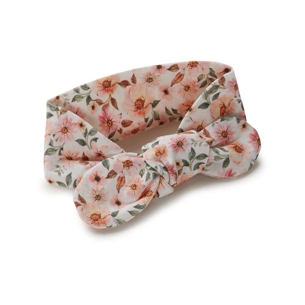 Spring Floral Organic Jersey Wrap & Topknot Set - View 5