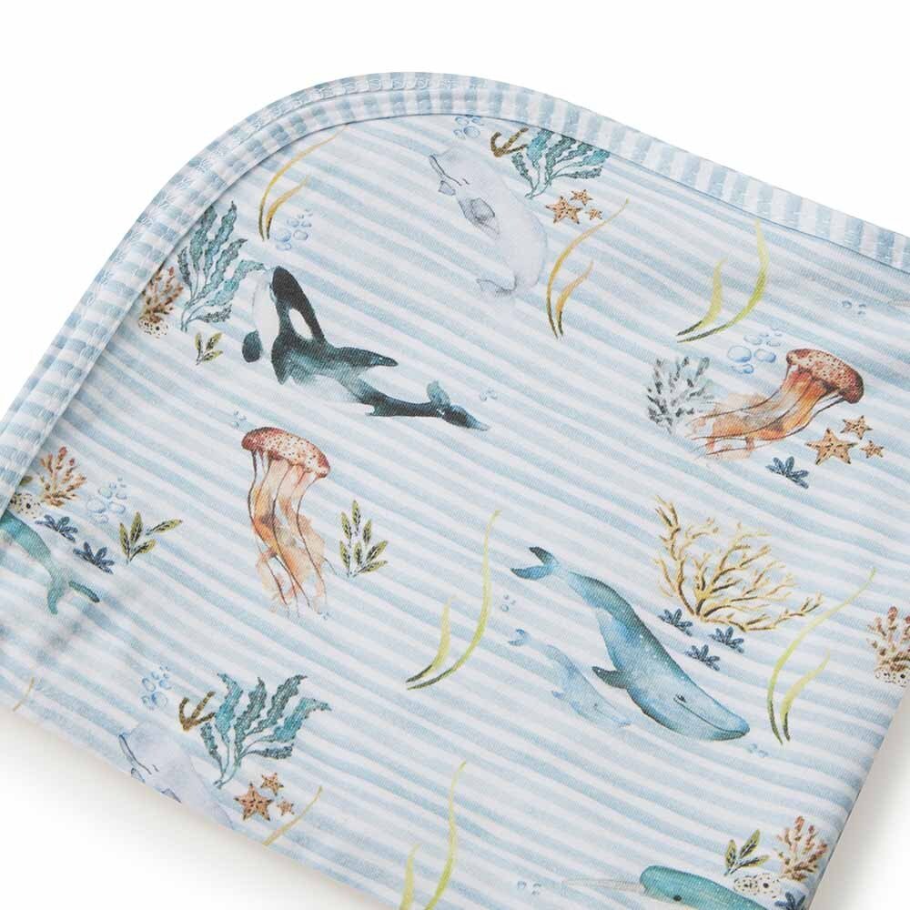Whale Baby Jersey Wrap & Beanie Set - View 4