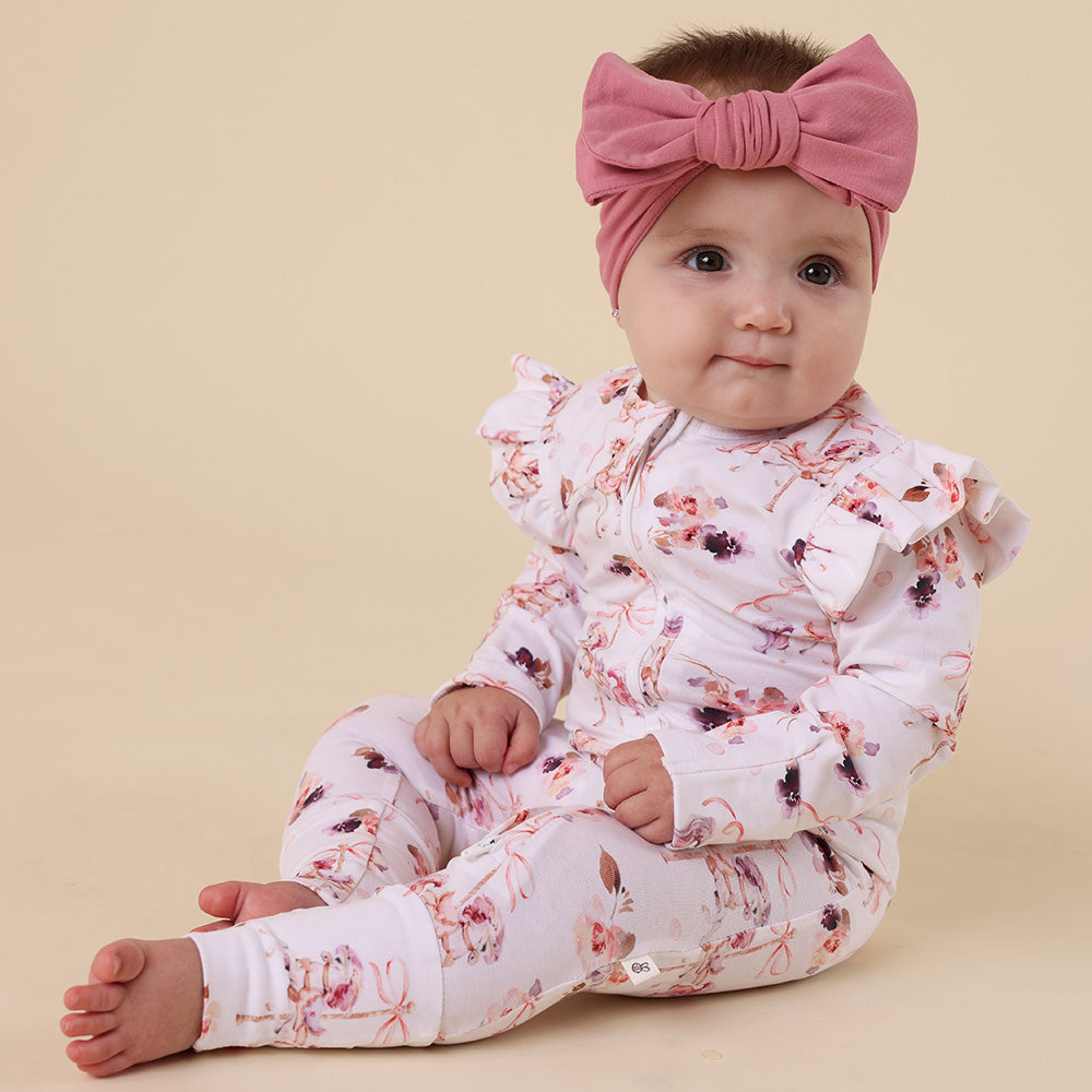 Carousel Organic Snugglesuit Convertible Romper with Frill - View 5