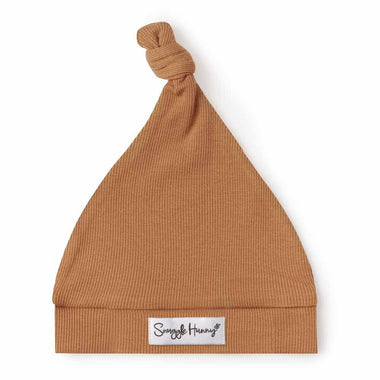 Chestnut Ribbed Organic Knotted Beanie-Snuggle Hunny