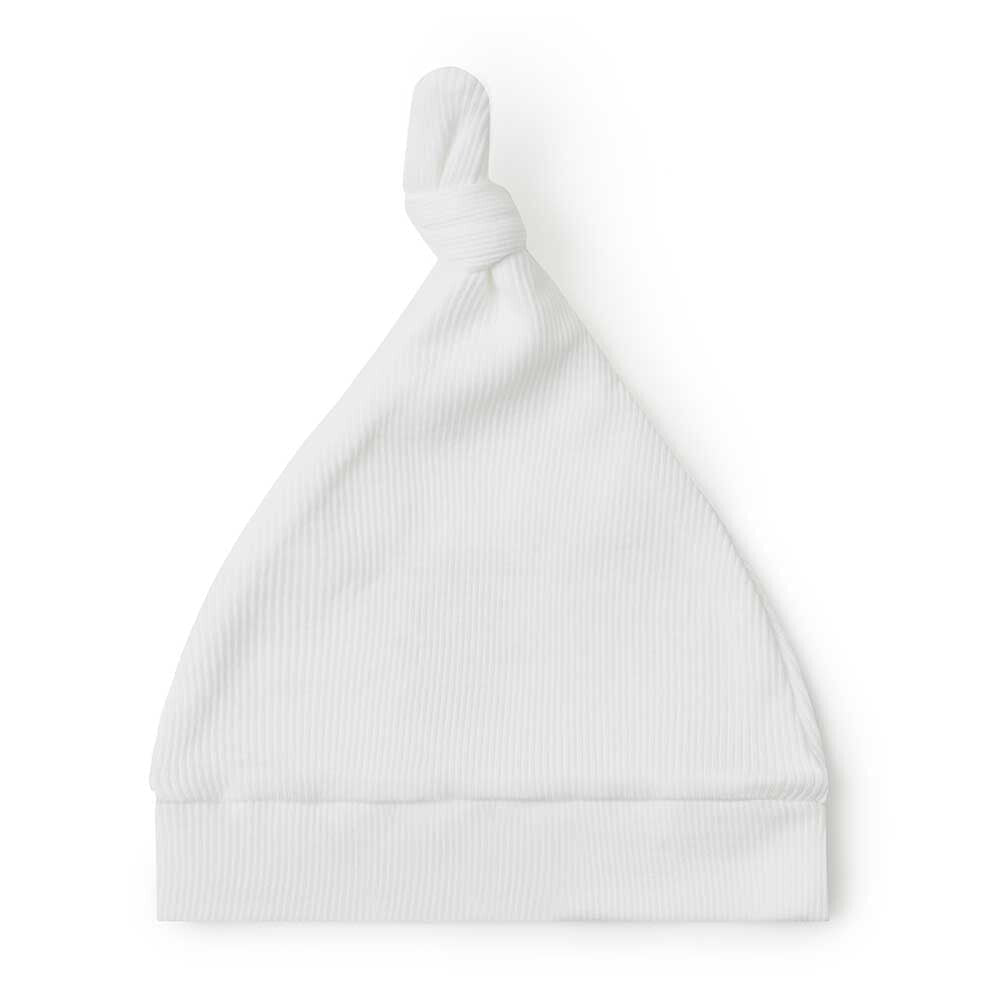 Milk Ribbed Organic Knotted Beanie - View 2