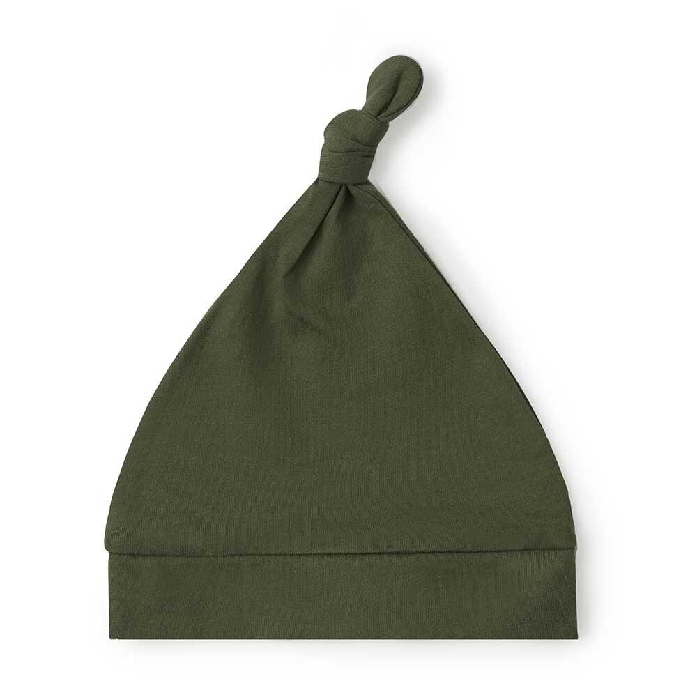 Olive Organic Knotted Beanie - View 2