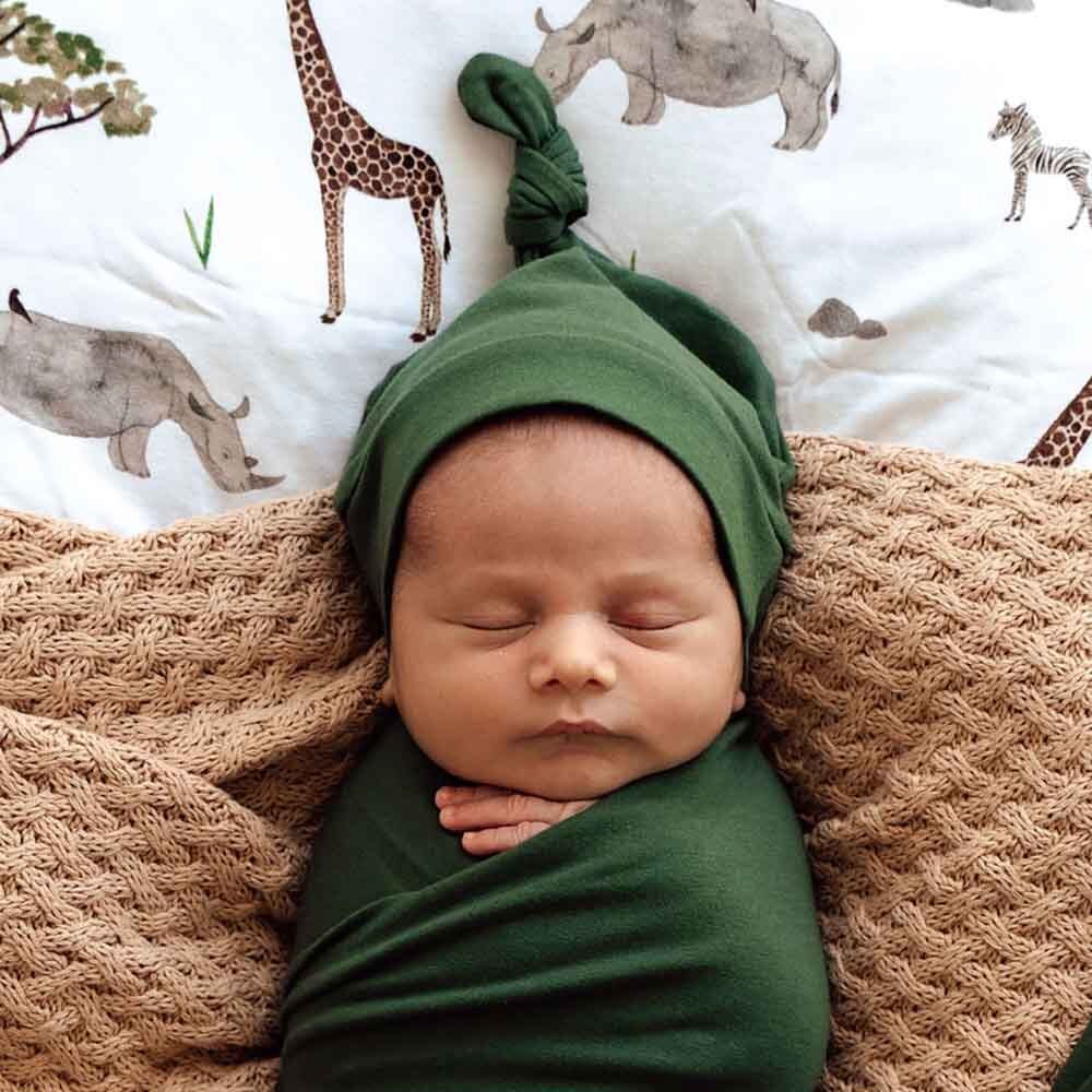 Olive Organic Knotted Beanie-Snuggle Hunny