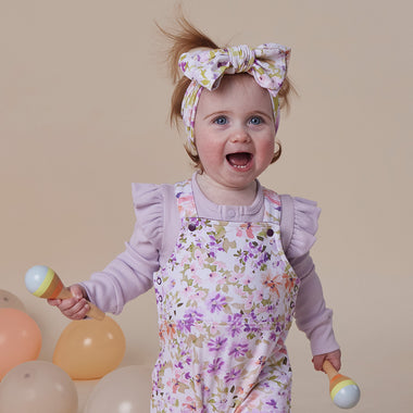 Lavender Rib Long Sleeve Organic Bodysuit with Frill | Snuggle Hunny