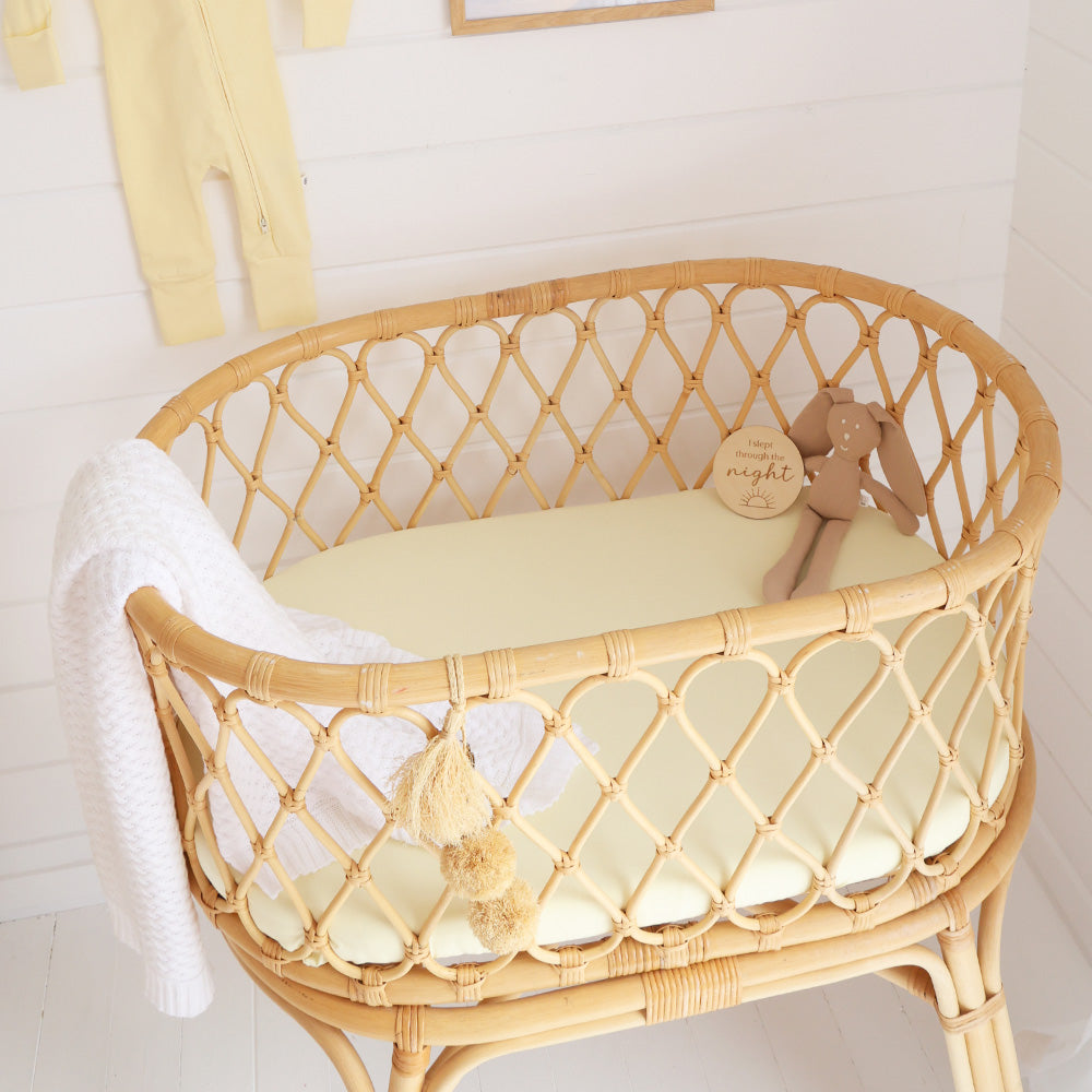 Lemon Sorbet Organic Bassinet Sheet / Change Pad Cover - View 2