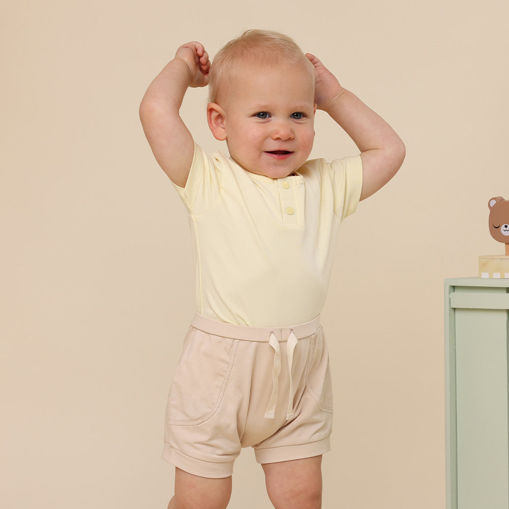 Lemon Sorbet Short Sleeve Organic Bodysuit - View 2