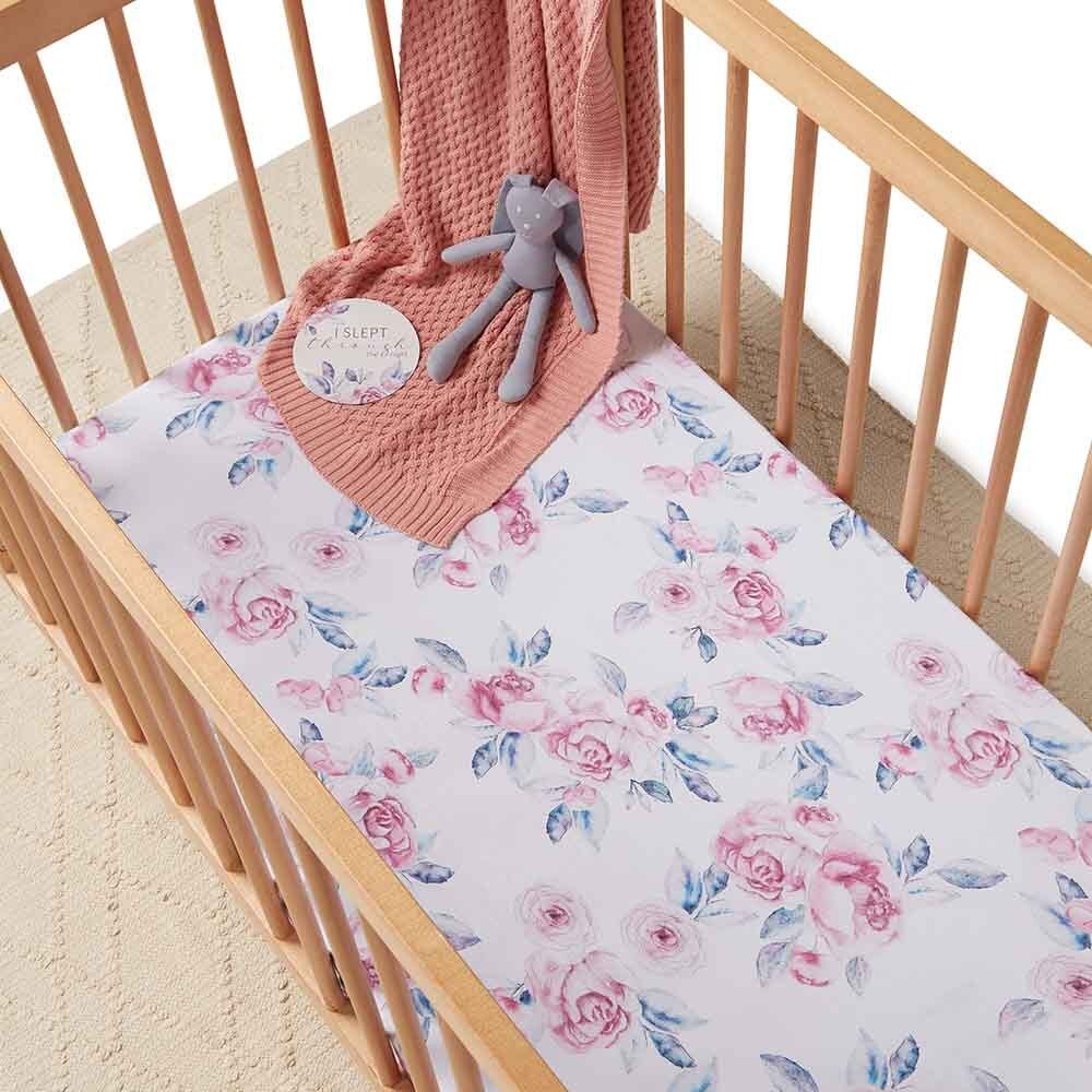 Organic Cotton Flannelette Cot Dymples Cot Sheet Set Lilac Skies