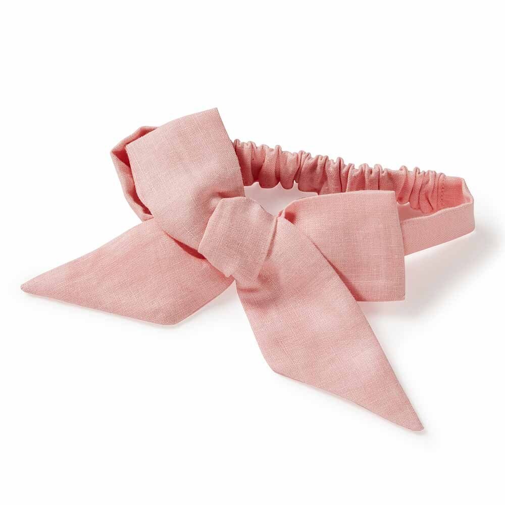 Baby Pink Pre-Tied Linen Bow - Baby & Toddler - View 2