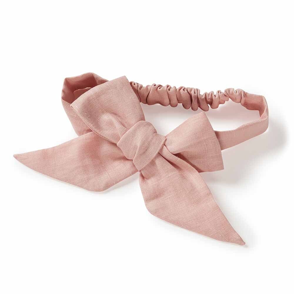 Dusty Pink Pre-Tied Linen Bow - Baby & Toddler - View 2